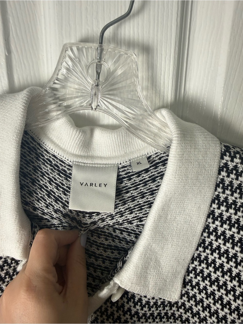Varley Gaelle Polo Knit Top in Snow White/ Black XL - Picture 5 of 5